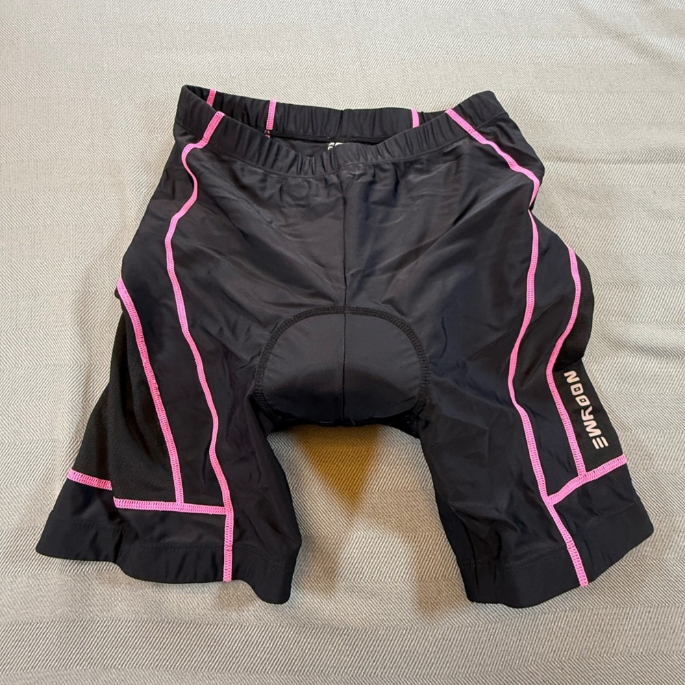 NOOYME Womens Padded Cycling Shorts Black Pink Padded Chamois Shorts Size M 2606